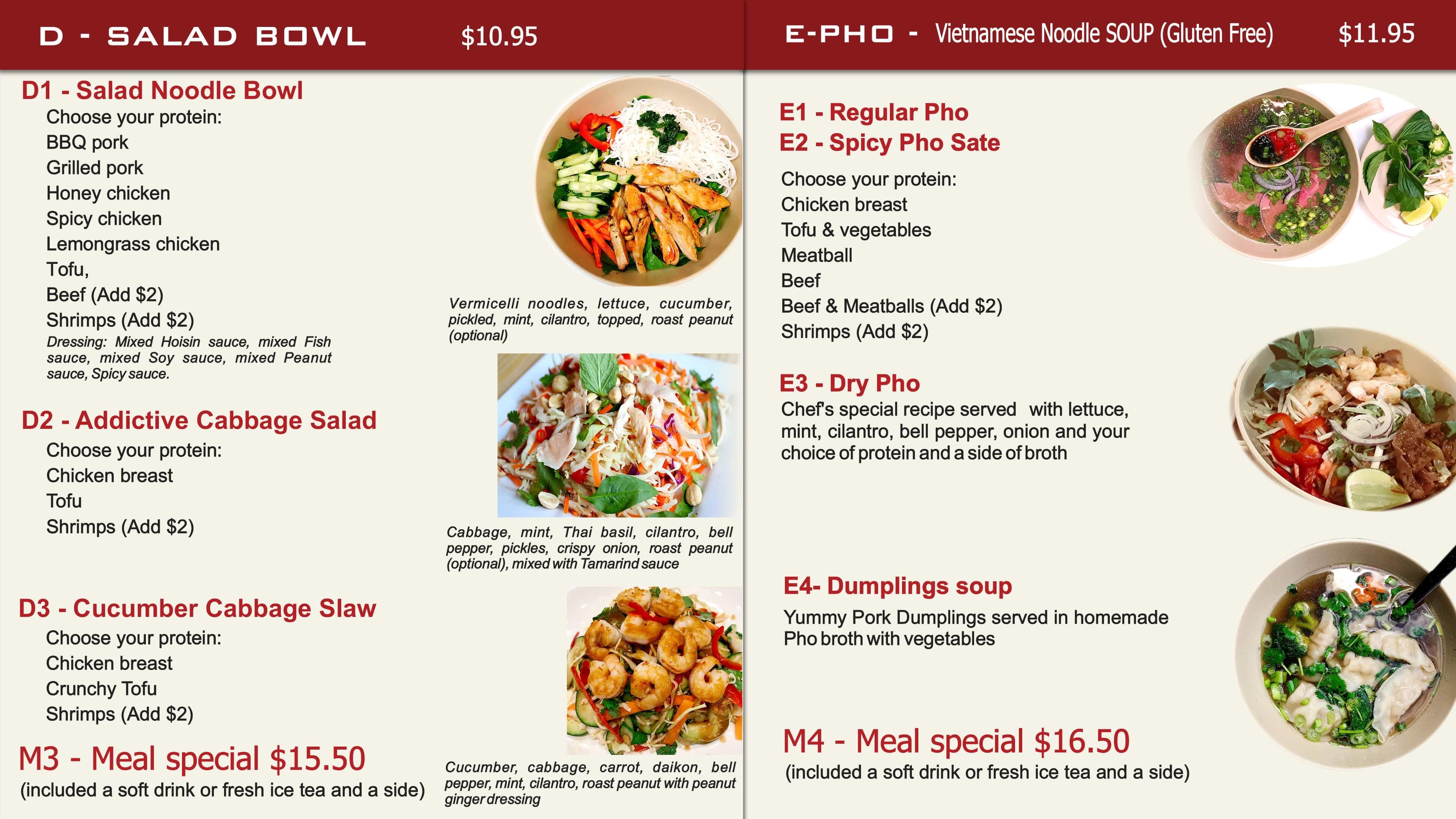 Menu - .. :: Welcome to Pho Sure - Vietnamese Healthy Choice Foods